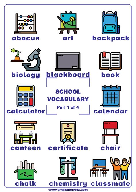 School Vocabulary Posters