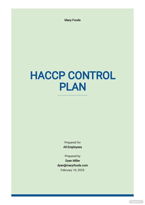 Haccp Control Plan Template Google Docs Word Apple Pages Pdf