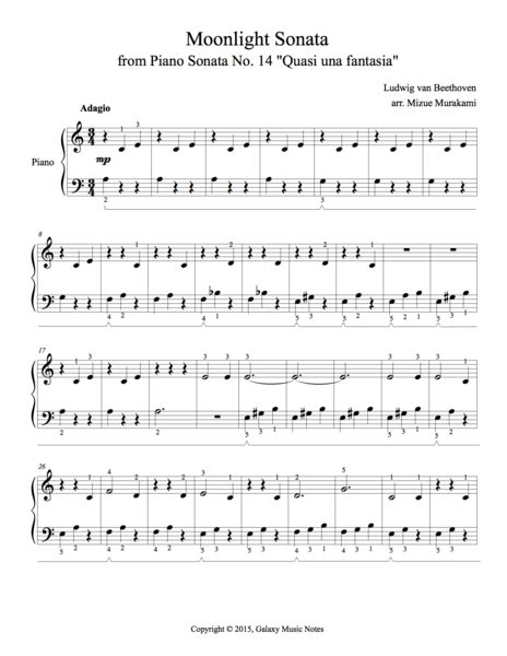 This music sheet is easily accessible and can be incorporated into any of your this printable pdf music sheet can be viewed, downloaded and also printed. Moonlight Sonata | Very easy piano sheet music
