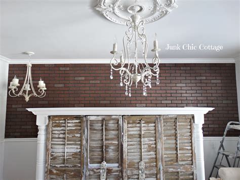 Junk Chic Cottage Faux Brick Wall Living Room