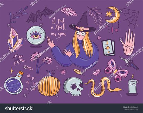 Witch Magic Set Hand Drawn Witchcraft Stock Vector Royalty Free 2024344640 Shutterstock