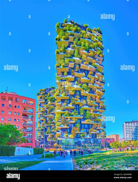 Milan Italy April 9 2022 Famous Bosco Verticale Vertical Forest