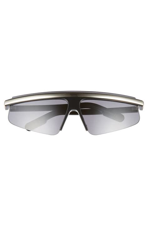 kenzo 57mm international fit shield sunglasses shiny black gold smoke modesens