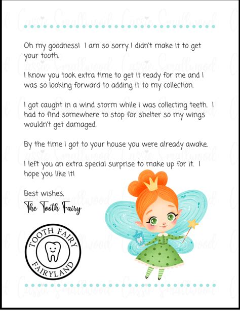 Printable Tooth Fairy Letter Free Free Printable Templates