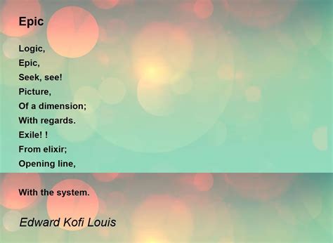 Epic Epic Poem By Edward Kofi Louis