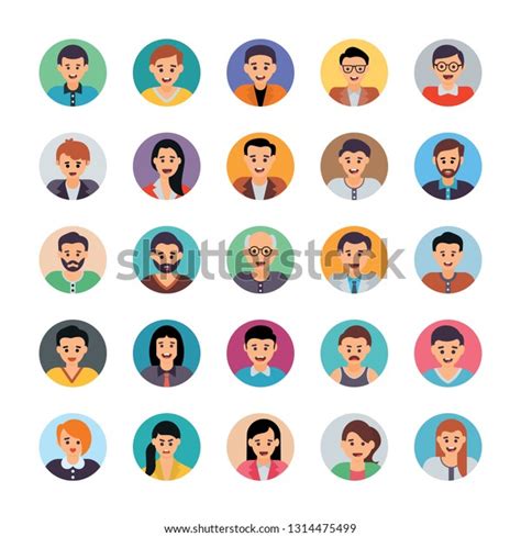 Human Avatars Flat Icons Pack Stock Vector Royalty Free 1314475499