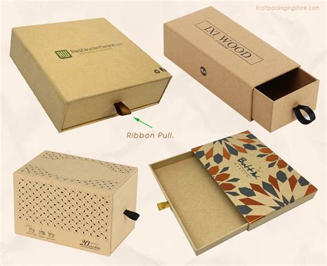 Custom Made Rigid Cardboard Sliding Drawer T Boxes Kraft Packaging
