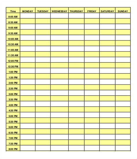 10 + Daily Schedule Templates - Printable Excel Word PDF - Template Section