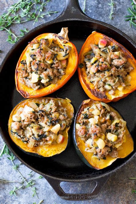 If you haven't had it before, you've got to try it! Caramelized Onion, Apple and Sausage Stuffed Acorn Squash ...