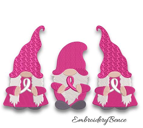Breast Cancer Gnomes Embroidery Machine Designs Pes Instant Etsy