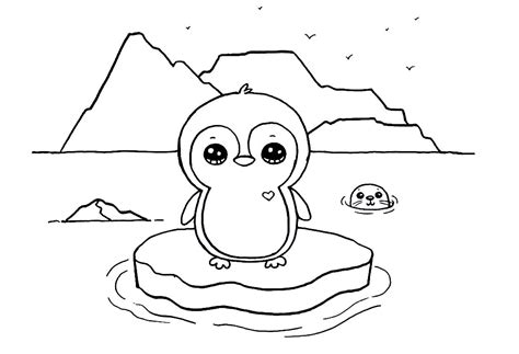 Ausmalbilder pinguin in der antarktis ausdrucken kostenlos