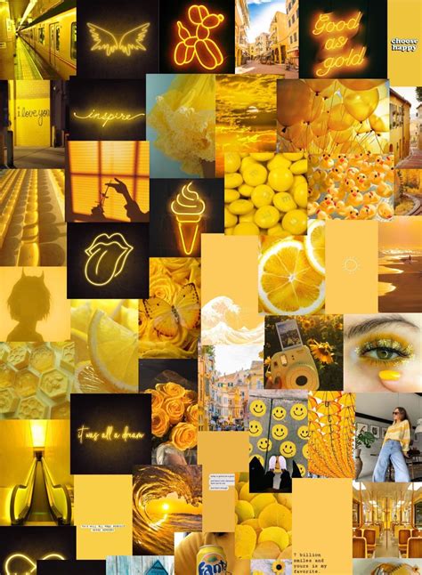 Yellow Aesthetic Collage Kit 6x4 And 4x4 Inches Pack Of 25 150 Etsy