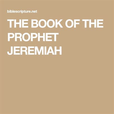 The Book Of The Prophet Jeremiah Jeremiah Bible Study Books