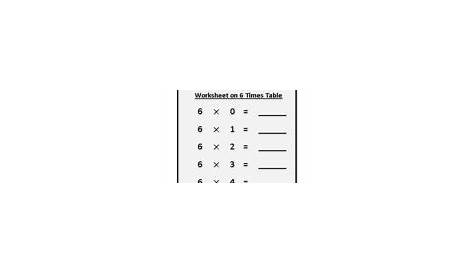 Multiplication Chart 6 Worksheet