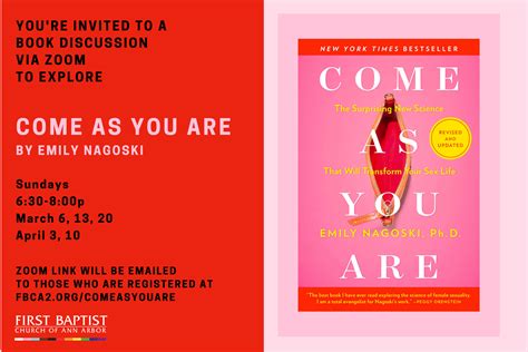 Book Group Discussion Of Come As You Are By Emily Nagoski First Baptist Church Of Ann Arbor