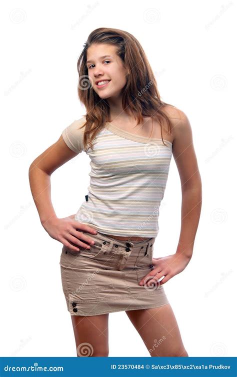 Cute Smiling Teenage Girl In Skirt And Blouse Stock Images Image 23570484