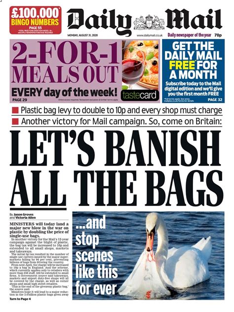 Its predecessor was the today newspaper run by the india today group. Daily Mail Front Page 31st of August 2020 - Tomorrow's ...