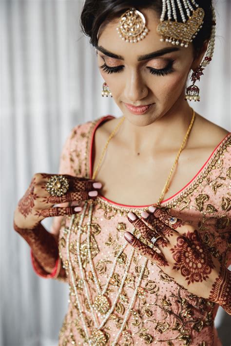 Beautiful Soft Pink And Gold Indian Wedding Dress And Nails Wedding
