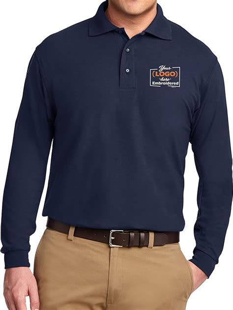 Custom Embroidered Long Sleeve Polo Shirts For Men Personalized
