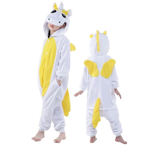 Kids Yellow Pegasus Costume Onesie Pajama Animal Outfit For Boys