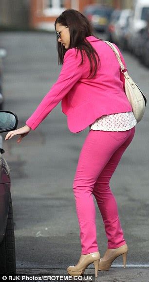 Hot Pink Imogen Thomas Hides Her Blushes In A Bright Dress Out On The