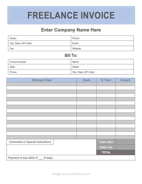 Printable Freelancer Invoice Templates Archives Template Vista Hot Sex Picture