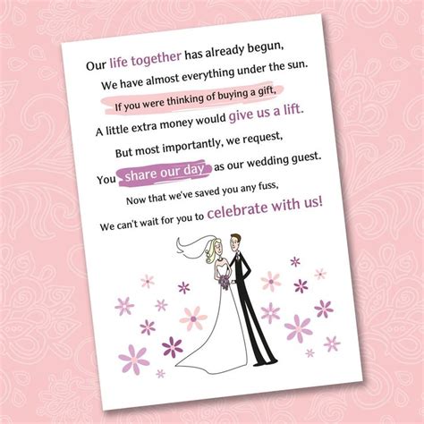 Only place gift registry cards or 'money' poems in wedding invitations of guests who won't be offended to receive the card. 21 best monetary gift wording images on Pinterest | Wedding gift poem, Wedding stuff and Couples ...