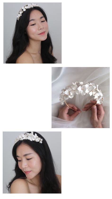 White Flower Headband For Bride Embellished Floral Bridal Etsy