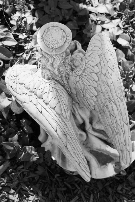 Free Download Grayscale Photo Angle Statue Angel Sculpture Statue