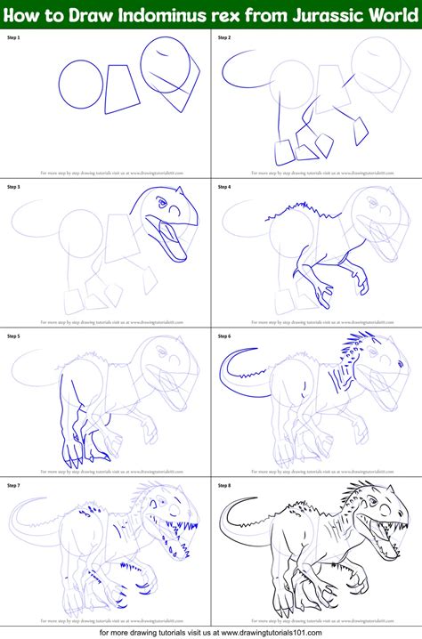 How To Draw Indominus Rex From Jurassic World Printable Step By Step Drawing Sheet