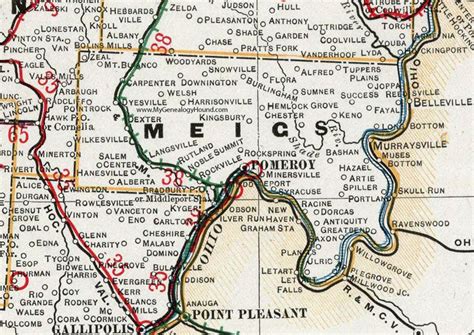 meigs county ohio 1901 map pomeroy racine middleport syracuse rutland dexter