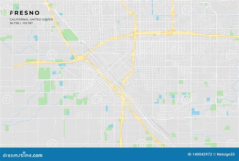 Printable Street Map Of Fresno California Stock Vector Illustration