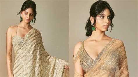 Suhana Khan Dreamy In Sarees Plunging Blouses Grabs Attention