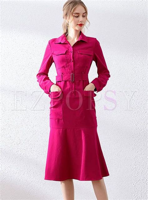 Solid Color Lapel Peplum Bodycon Dress Bodycon Dress Dresses Fashion