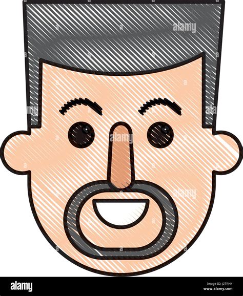 Drawing Face Man With Mustache And Beard Cartoon Stock Vector Image