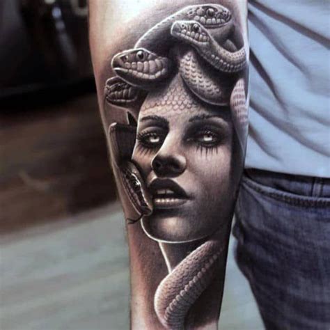 50 3d Snake Tattoo Designs For Men Reptile Ink Ideas Medusa Tattoo