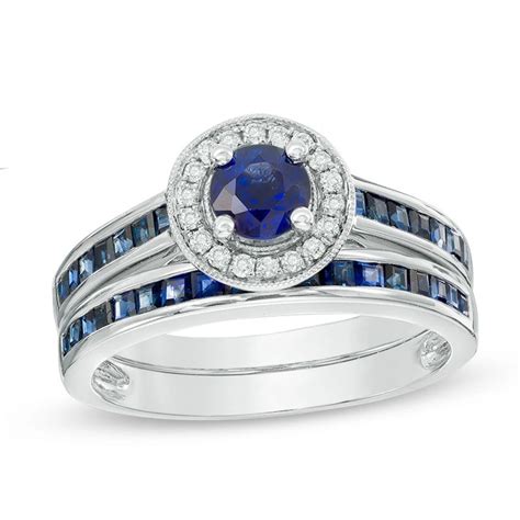 Goldia 50mm Blue Sapphire And Diamond Accent Frame Bridal Engagement