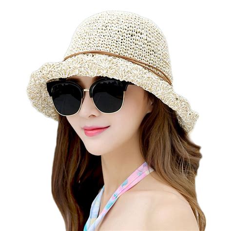 Sun Hat Bucket Girls Lady Beach Straw Hat Summer Sun Protection