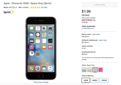 Best Buy Offers 16gb Iphone 6s For 1 With Two Year Sprint Contract