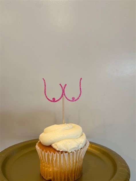 Boob Cupcake Toppers Boobs Food Picks Bachelorette Party Etsy