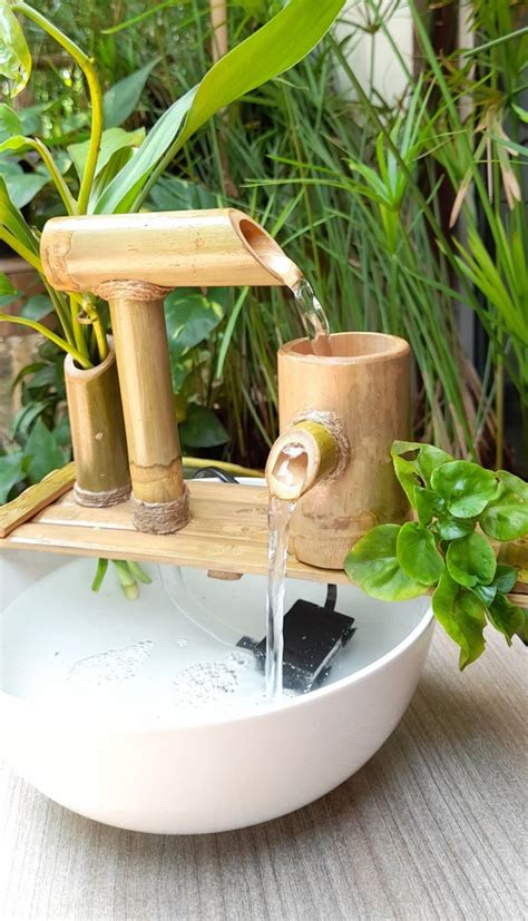 Indoor Bamboo Fountaintable Top Bamboo Water Fountain Simple Etsy