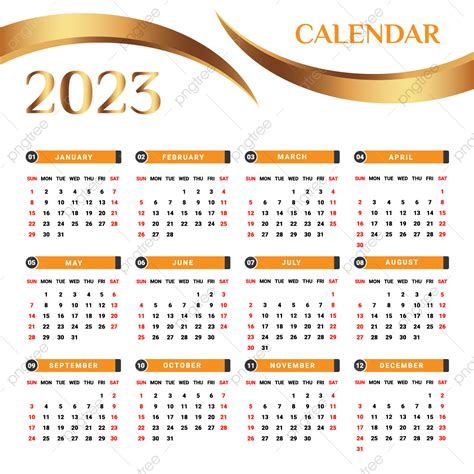 Calendario 2023 Con Estilo único Amarillo Negro Y Dorado Png