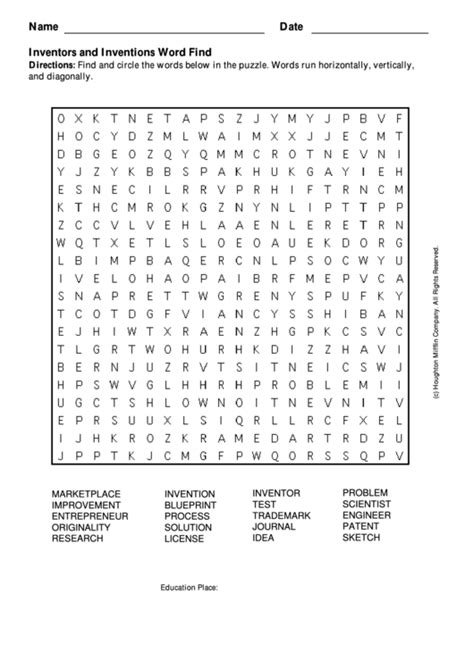 Inventors Challenge Word Search Answers
