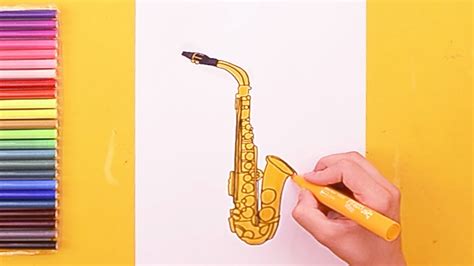 how to draw a saxophone musical instrument youtube