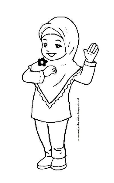 August 15, 2020july 30, 2020 by vera persibtiawati. Mewarnai Gambar: Mewarnai Gambar Sketsa Kartun Anak Muslimah 1