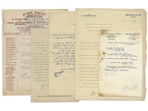 Collection Of Letters From Rebbe Rayatz And Letter Of Condolences From