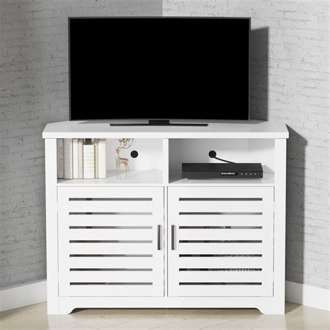 Buy Cozy Castle White Corner Tv Stand For 50 Inch Tv With Anti Tilt