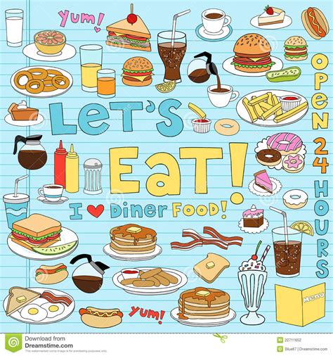Located on the portsmouth traffic circle. Diner Food Doodles Vector Illustration Set Stock Vector ...