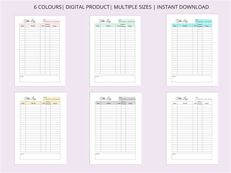 Tithe Log Tithing Log Instant Printable Tithe Record One Page