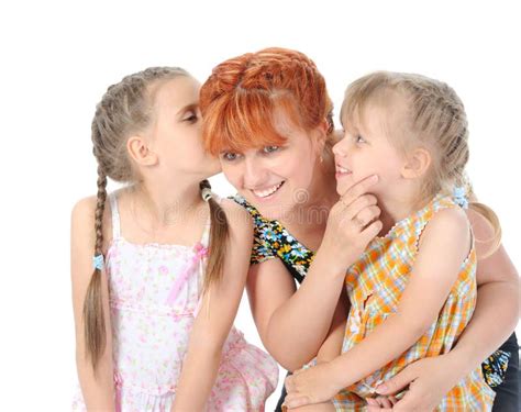 Happy Mother Talking With Her Daughters Stock Image Image Of Laughing Holding 14533061